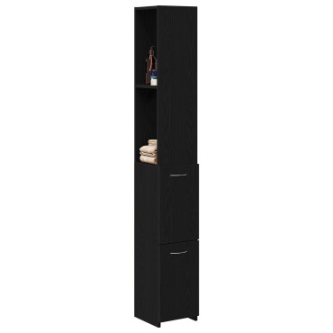 vidaXL Ντουλάπα Μπάνιου Μαύρη Δρυς 25x25x170cm από Επεξεργασμένο Ξύλο