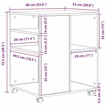 vidaXL Ντουλάπι αποθήκευσης 60x53x72,5cm Επεξεργασμένο Ξύλο 1 τεμ.