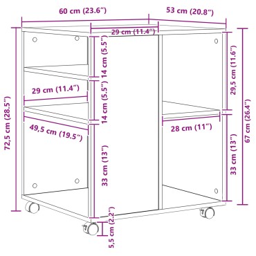 vidaXL Ντουλάπι αποθήκευσης 60x53x72,5cm Επεξεργασμένο Ξύλο 1 τεμ.