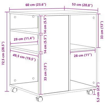 vidaXL Κάβα Αποθήκευσης Μαύρη Βελανιδιά 60x53x72,5cm Επεξεργασμένο Ξύλο