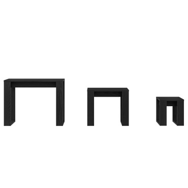 vidaXL 3- τεμ. Ένθετα Τραπέζια σε Μαύρη Βελανιδιά από Επεξεργασμένο Ξύλο 61x28x47 cm