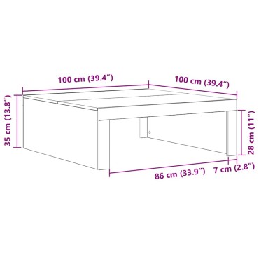 vidaXL Τραπεζάκι σαλονιού Μαύρη Οξυά 100x100x35cm 1 τεμ.