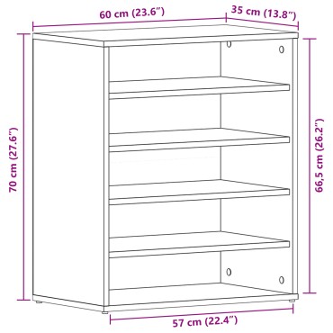 vidaXL Ντουλάπι Παπουτσιών Μαύρο Δρυς 60x35x70cm Επεξεργασμένο Ξύλο