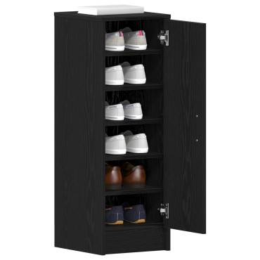 vidaXL Μαύρη Ντουλάπα Για Παπούτσια από Δρυς 32x35x92 cm Με Επεξεργασμένο Ξύλο