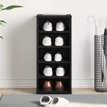 vidaXL Ντουλάπα Παπουτσιών Μαύρη Δρυς 32x35x70cm Επεξεργασμένο Ξύλο