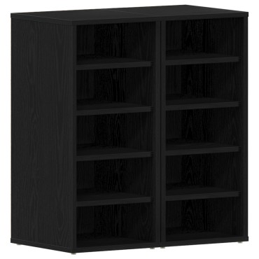 vidaXL Ντουλάπα Παπουτσιών 2 τεμ Μαύρη Δρυς 32x35x70cm Επεξεργασμένο Ξύλο