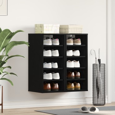 vidaXL Ντουλάπα Παπουτσιών 2 τεμ Μαύρη Δρυς 32x35x70cm Επεξεργασμένο Ξύλο