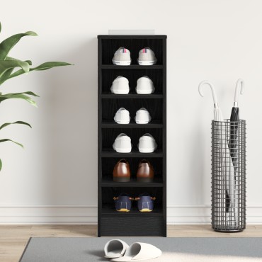 vidaXL Παπουτσοθήκη Μαύρη Δρυς 31,5x35x90cm Κατασκευασμένη από Ξύλο