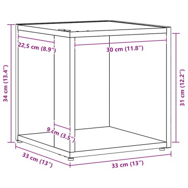 vidaXL Τραπέζι Μαύρη Δρυς 33x33x34,5cm Κατασκευασμένο ξύλο