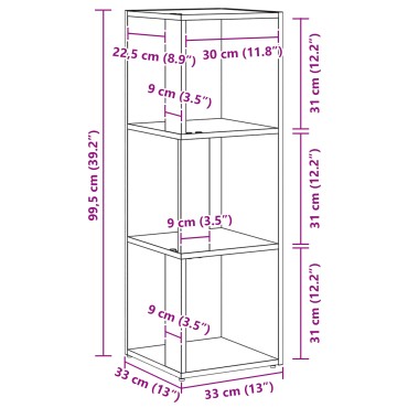 vidaXL Γωνιακό Ντουλάπι Μαύρο Δρυς 33x33x100cm Επεξεργασμένο Ξύλο