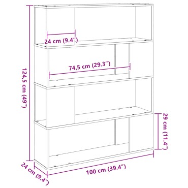 vidaXL Ράφι Βιβλίων Μαύρο Δρυς 100x24x124cm Επεξεργασμένο Ξύλο