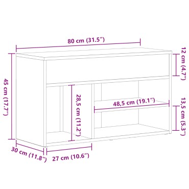 vidaXL Παγκάκι Μαύρο Δρύς 60x30x45cm Φτιαγμένο από Μηχανικά Ξύλα