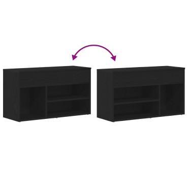 vidaXL Παγκάκι Μαύρο Δρύς 60x30x45cm Φτιαγμένο από Μηχανικά Ξύλα