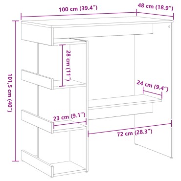 VidaXL Μαύρο Τραπέζι Μπαρ με Ράφι Αποθήκευσης, 100x50x101.5 εκ 1 τεμ.