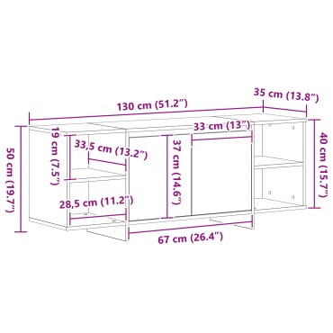 vidaXL Βάση τηλεόρασης - Μαύρη Δρυς - 120x30x40.5cm - Φτιαγμένη από Επεξεργασμένο ξύλο