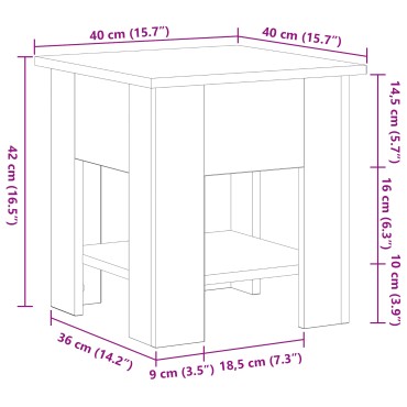 vidaXL Τραπεζάκι καφέ Μαύρο Δρυς 40x40x42cm Επεξεργασμένο ξύλο 1 τεμ.