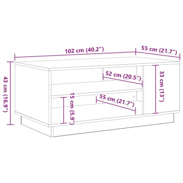 vidaXL Μαύρο Τραπέζι σαλονιού 102x55x43cm Κατασκευασμένο από Επεξεργασμένο Ξύλο 1 τεμ.