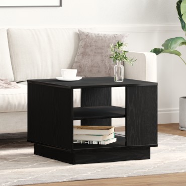 vidaXL Μαύρο Οξιά Καφέ Τραπέζι 55x55x42cm Κατασκευασμένο από Επεξεργασμένο Ξύλο