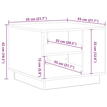vidaXL Μαύρο Οξιά Καφέ Τραπέζι 55x55x42cm Κατασκευασμένο από Επεξεργασμένο Ξύλο