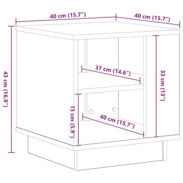 vidaXL Τραπέζι σαλονιού Μαύρο Δρυς 40x40x43cm Επεξεργασμένο Ξύλο 1 τεμ.