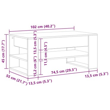 vidaXL Τραπεζάκι σαλονιού Μαύρη Οξυά 102x55x45cm 1 τεμ.