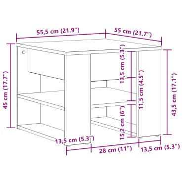 vidaXL Μαύρο Τραπέζι του Καφέ 55.5x55x45cm Φτιαγμένο από Επεξεργασμένο Ξύλο