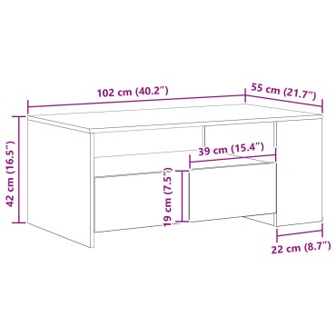 vidaXL Τραπεζάκι σαλονιού Μαύρη Οξυά 102x55x43,5cm 1 τεμ.