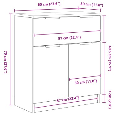vidaXL Μαύρο Οξιά Κονσόλα 60x30x70cm Επεξεργασμένο Ξύλο 1 τεμ.