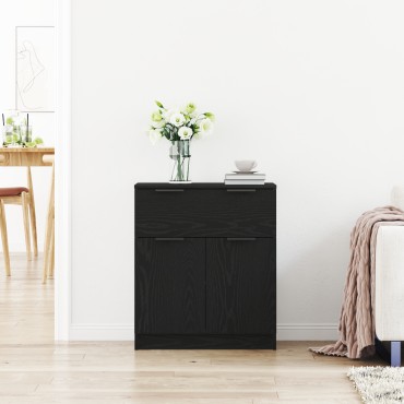 vidaXL Μαύρο Οξιά Κονσόλα 60x30x70cm Επεξεργασμένο Ξύλο 1 τεμ.
