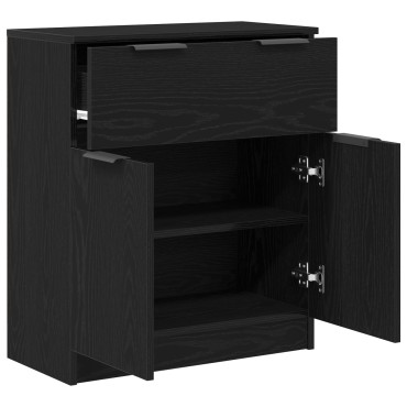 vidaXL Μαύρο Οξιά Κονσόλα 60x30x70cm Επεξεργασμένο Ξύλο 1 τεμ.
