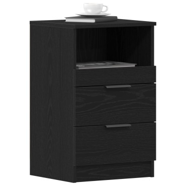 vidaXL Κομοδίνα 2 τεμ. Μαύρο Οξιά 40x35x65cm Επεξεργασμένο ξύλο