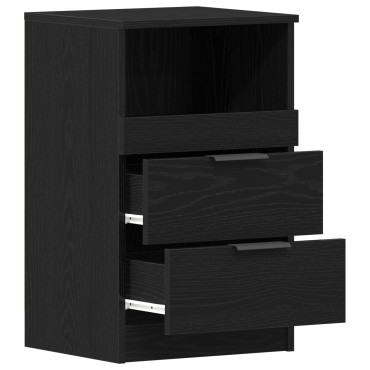 vidaXL Κομοδίνα 2 τεμ. Μαύρο Οξιά 40x35x65cm Επεξεργασμένο ξύλο