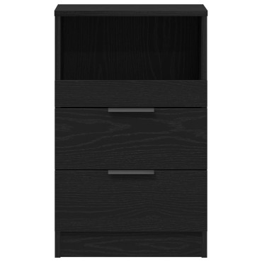 vidaXL Κομοδίνα 2 τεμ. Μαύρο Οξιά 40x35x65cm Επεξεργασμένο ξύλο