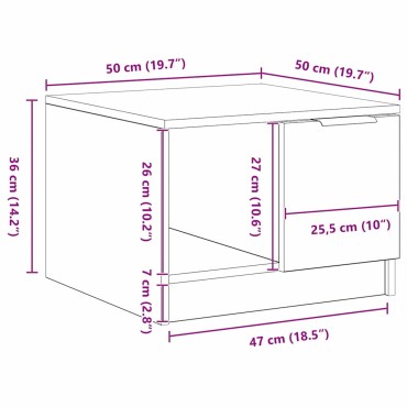 vidaXL Τραπεζάκι σαλονιού Μαύρη Οξυά 50x50x36cm 1 τεμ.