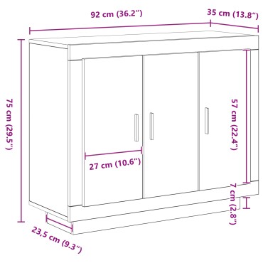 vidaXL Μπουφές Μαύρη Δρυς 92x35x75cm Κατασκευασμένο ξύλο 1 τεμ.