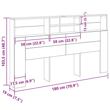 Κεφαλάρι καναπέ vidaXL Μαύρη Δρυς 180x19x103,5 εκ