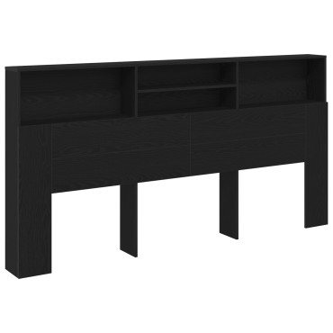 vidaXL Μαύρο Καθιστικό Κεφαλάρι Ντουλάπα, 200x19x103.5 cm Επεξεργασμένο Ξύλο