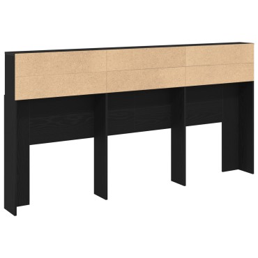 vidaXL Μαύρο Καθιστικό Κεφαλάρι Ντουλάπα, 200x19x103.5 cm Επεξεργασμένο Ξύλο
