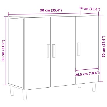 vidaXL Πλαϊνό γραφείο Μαύρη Οξυά 90x34x80cm Επεξεργασμένο Ξύλο 1 τεμ.