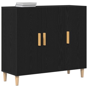vidaXL Μπουφές Μαύρος Δρυς 90x34x80cm Επεξεργασμένο Ξύλο 1 τεμ.