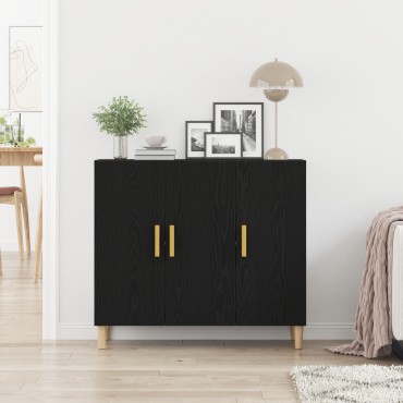 vidaXL Μπουφές Μαύρος Δρυς 90x34x80cm Επεξεργασμένο Ξύλο 1 τεμ.