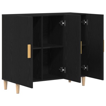 vidaXL Μπουφές Μαύρος Δρυς 90x34x80cm Επεξεργασμένο Ξύλο 1 τεμ.