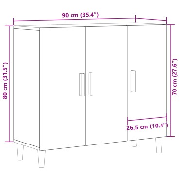 vidaXL Μπουφές Μαύρος Δρυς 90x34x80cm Επεξεργασμένο Ξύλο 1 τεμ.