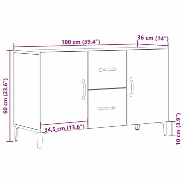 vidaXL Πλαϊνό γραφείο Μαύρη Οξυά 100x36x60cm Επεξεργασμένο Ξύλο 1 τεμ.