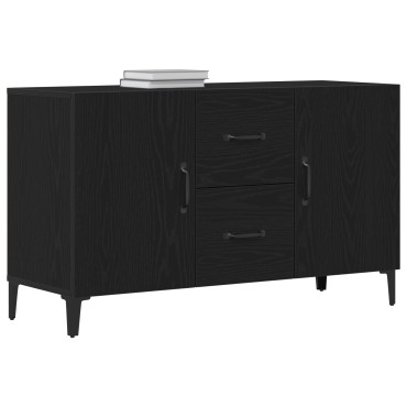 vidaXL Μαύρος Δρύινος Μπουφές - 100x36x60cm - Κατασκευασμένος από Μηχανικά Ξύλα 1 τεμ.