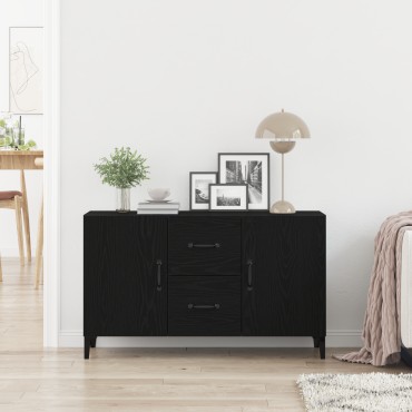 vidaXL Μαύρος Δρύινος Μπουφές - 100x36x60cm - Κατασκευασμένος από Μηχανικά Ξύλα 1 τεμ.