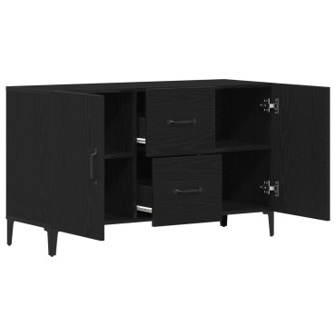 vidaXL Μαύρος Δρύινος Μπουφές - 100x36x60cm - Κατασκευασμένος από Μηχανικά Ξύλα 1 τεμ.