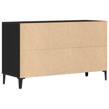 vidaXL Μαύρος Δρύινος Μπουφές - 100x36x60cm - Κατασκευασμένος από Μηχανικά Ξύλα 1 τεμ.