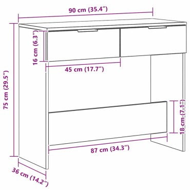 vidaXL Τραπέζι κονσόλας Μαύρη Οξυά 30x36x75cm Επεξεργασμένο Ξύλο 1 τεμ.