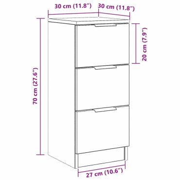 vidaXL Πλαϊνό γραφείο 2 τεμ. Μαύρη Οξυά 30x30x70cm